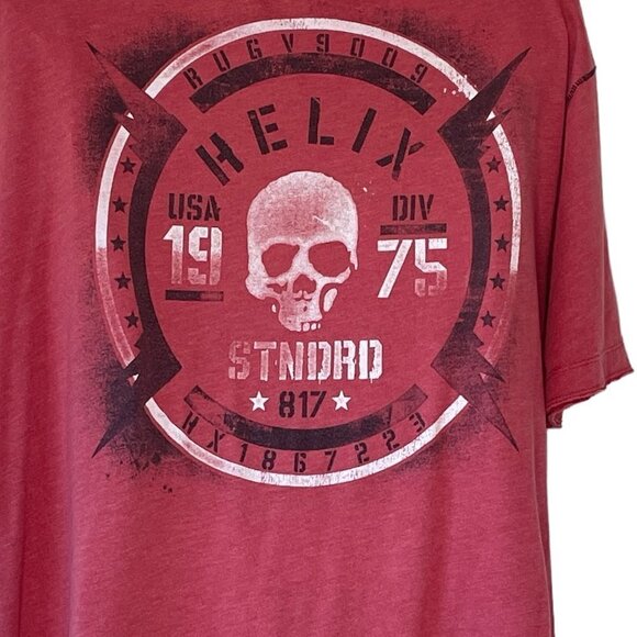 Helix Skull Graphic STNDRD U. S. Men's T-Shirt V-Neck Henley with Raw Hem - Picture 4 of 9